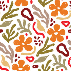Poster - Abstract floral shape seamless pattern. Abstract modern floral leaf texture shape background. Organic modern boho nature contemporary seamless pattern. Vector illustration
