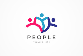 Poster - People logo design, Community human Logo template design, vector illustration