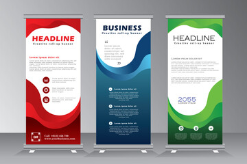 Wall Mural - roll up banner stand template design, vertical banner for conferance, annual meeting, presenatation,