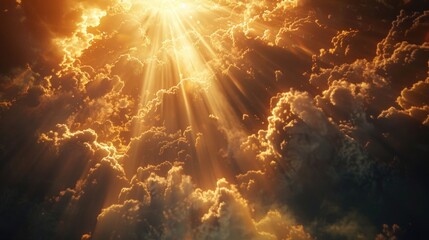 Heavenly Illumination: God's Love and Grace Shining Through in Beams of Light, Symbolizing Divine Presence and Truth