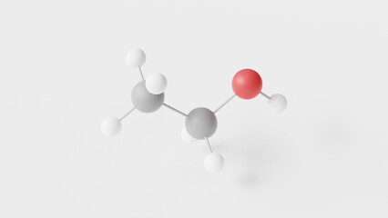 Wall Mural - ethanol molecule 3d, molecular structure, ball and stick model, structural chemical formula ethyl alcohol