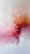 Close up of a pink and magenta painting on a white canvas