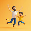 Happy father and son 3D rendered cartoon illustration - ai generative