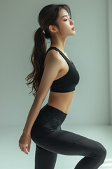 A young Korean woman demonstrating gymnastics skills