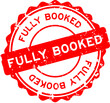 Grunge red fully booked word round rubber seal stamp on white background
