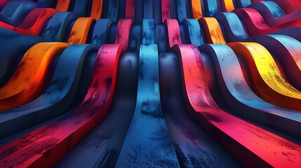 Wall Mural - a bold and artistic interpretation of chevron waves, where each zigzag cuts sharply across the surfa