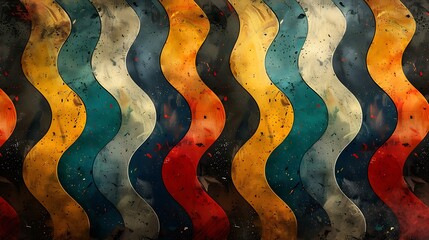 Wall Mural - a bold and artistic interpretation of chevron waves, where each zigzag cuts sharply across the surfa