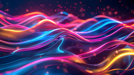 Fototapete - Big Neon Wave Background. Generative AI.