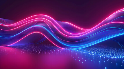 Fototapete - Big Neon Wave Background. Generative AI.