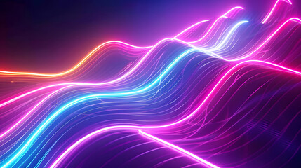 Fototapete - Big Neon Wave Background. Generative AI.