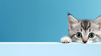 Wall Mural - A cat peeks from behind