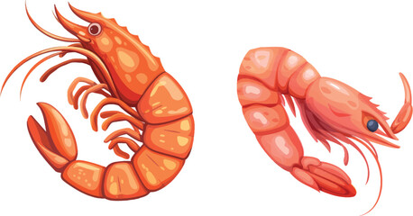 Poster - Shrimp cartoon icon. Seafood cuisine