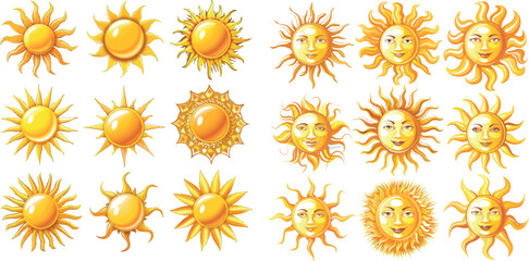 Wall Mural - Yellow sun symbols