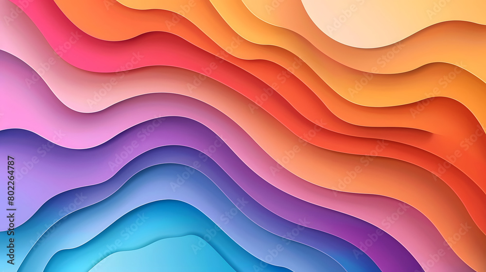 Colorful abstract wavy papercut layers background gradient shape design ...