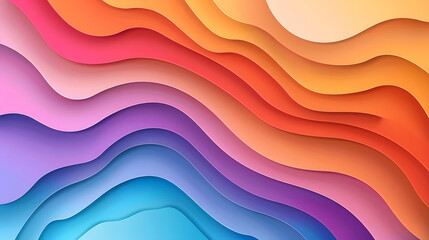 Poster - Colorful abstract wavy papercut layers background gradient shape design vector. Generative AI.