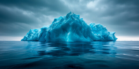 Canvas Print - Majestic Blue Iceberg Floating in a Calm Ocean