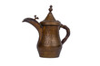 Vintage Arabic Dallah Brass Coffee Pot on white background - Middle Eastern Bedouin Tea Tradition