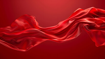 Wall Mural - Flying Red Silk Background. Generative AI.