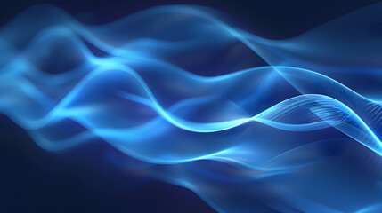 Poster - glowing blue light abstract wave pattern background. generative ai.