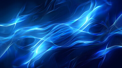 Poster - glowing blue light abstract wave pattern background. generative ai.