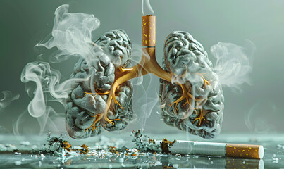 Wall Mural - a cigarette in the shape of a lungs