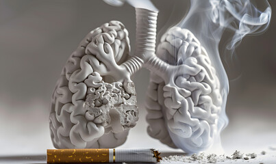 Wall Mural - a cigarette in the shape of a lungs