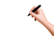 © Marina Red - Female hand holding a black marker and about to write on a blank background