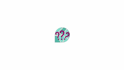 Poster - Question marks and map in speech bubble line 2D object animation. Asking for help flat color cartoon 4K video, alpha channel. Tourist support online service animated item on white background
