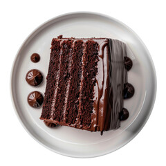 Wall Mural - Delicious Slice of Chocolate Cake Isolated on a Transparent Background 