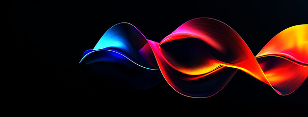 Wall Mural - colorful ribbons against a black background