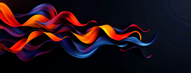 Wall Mural - colorful ribbons against a black background