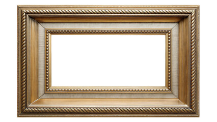 Wall Mural - Empty antique wooden picture frame with decorative border isolated on white background