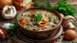 Dishes of Belarusian cuisine. Mushroom soup with ears.