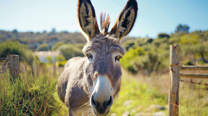 Poster - A donkey standing amidst a picturesque countryside