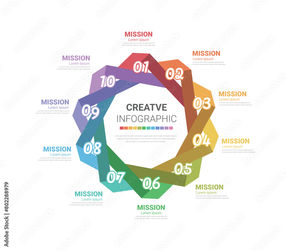Infographic design template with numbers 10 option for Presentation ...