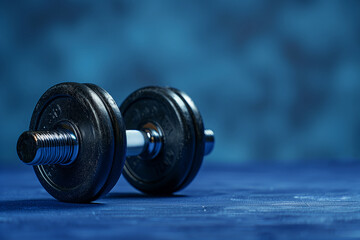 dumbbells on a blue background