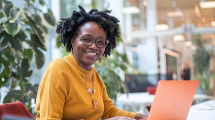 Sticker - Smiling Woman with Laptop