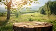 arm wood nature field fruit table product grass garden background stand green food. Nature wood landscape morning farm outdoor sky podium forest stump beauty sun scene platform view beautiful trunk