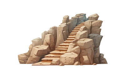 Wall Mural - stairs made of rocks asset vector flat isolated vector style illustration