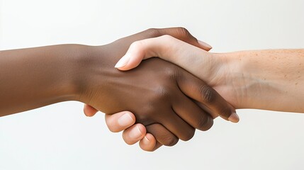 Aufkleber - An inclusive image representing friendship and cooperation, with a handshake between individuals of