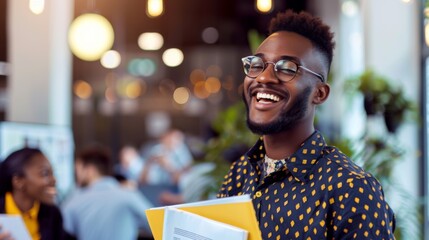 Wall Mural - Smiling Man in Modern Office