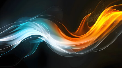 Poster - wave orange blue white yellow black pastel glowing color wave Background. Generative AI.