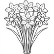 Daffodil Flower Bouquet outline illustration coloring book page design, Daffodil Flower Bouquet black and white line art drawing coloring book pages for children and adults