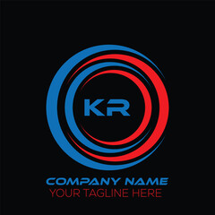 KR letter logo creative design. KR unique design. KR letter logo design on black background.