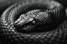 Close-up Of A Black Rat Snake (Reticulated Rat Snake)