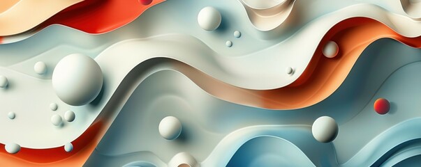 Poster - geometric volumetric background with wavy elements, demonstrating the elasticity and fluidity of mat