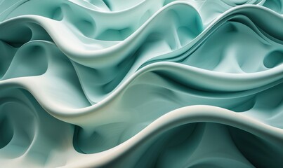 Poster - geometric volumetric background with wavy elements, demonstrating the elasticity and fluidity of mat