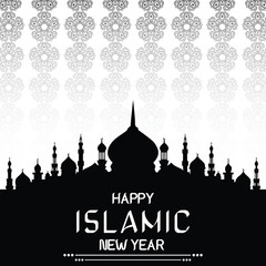 Wall Mural - islamic new year dark post design vector file