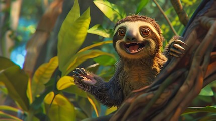 Wall Mural - Happy rescued Sloth