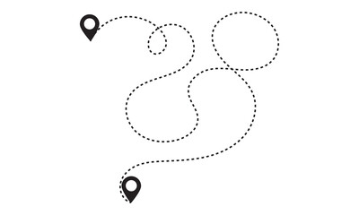 Route location icon. Map pointer sign. GPS navigator vector. Map Navigation with 2 pins search location. Vector illustration isolated on white background. EPS 10